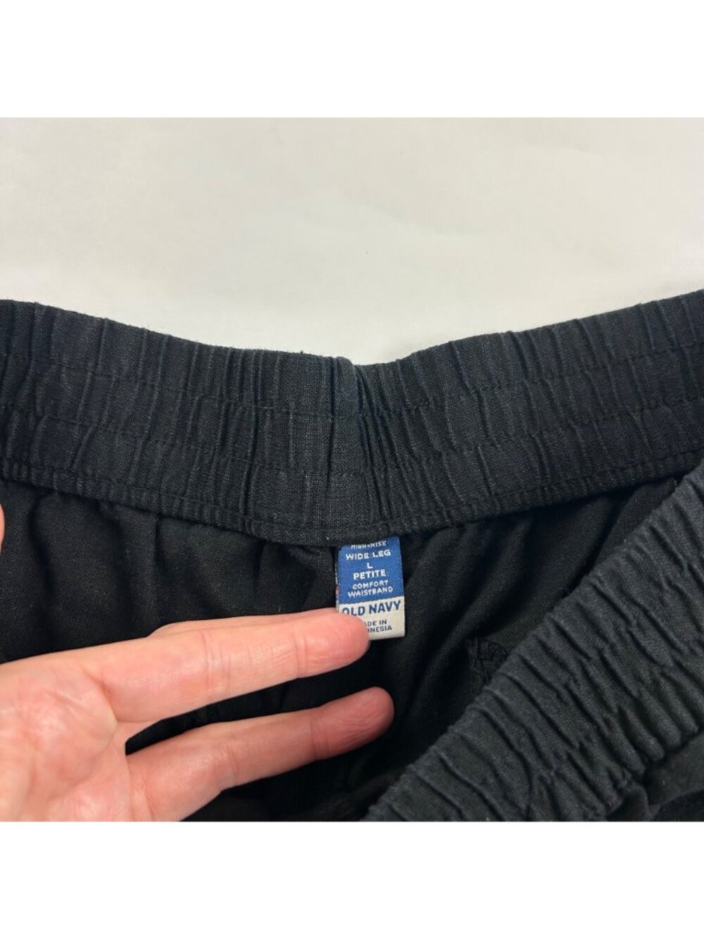 PETITE Old Navy Black Linen Blend Wide leg Lounge Pant LP - Picture 4 of 7